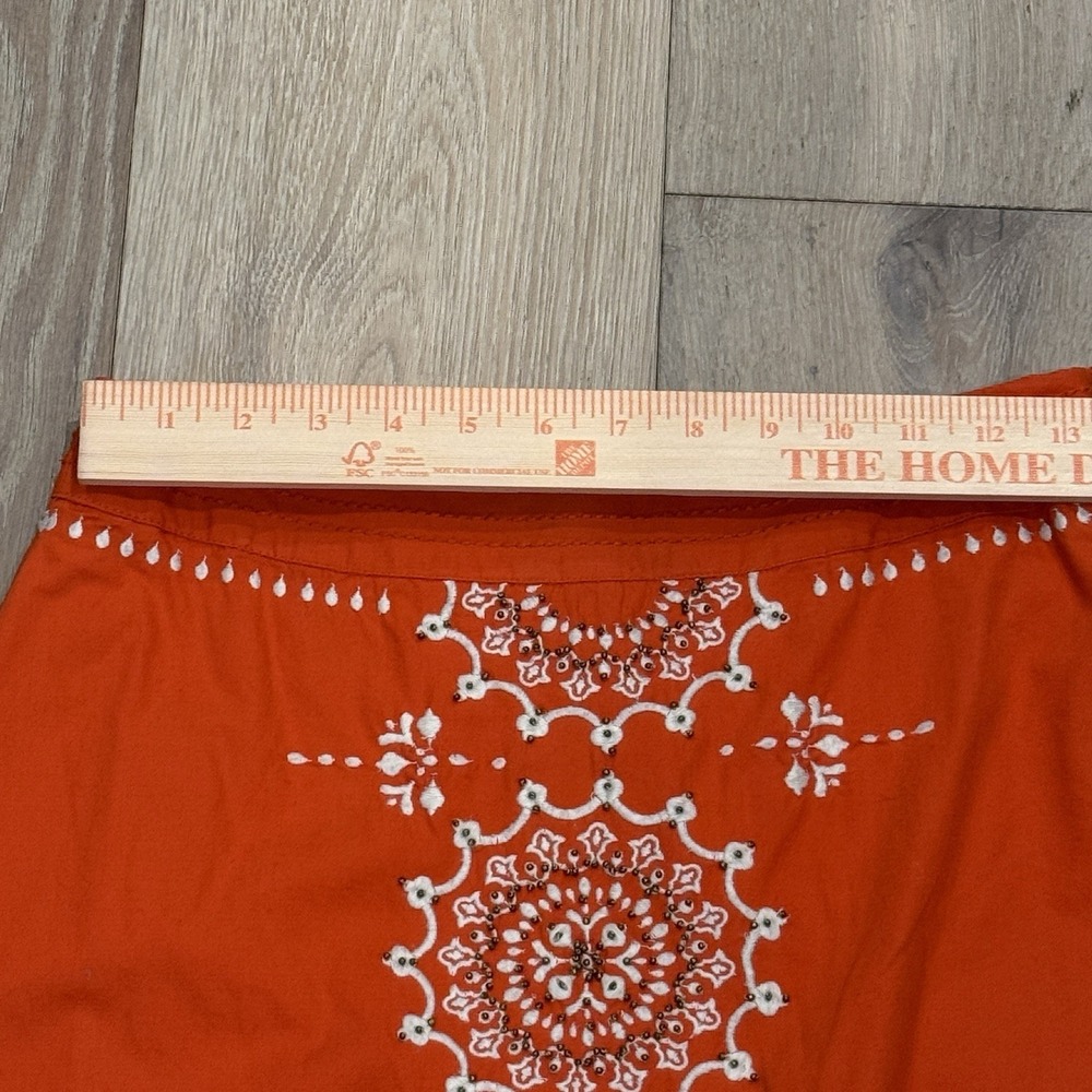 Anthropology Lithe SZ 4 Women's Orange Beaded Embroidered A line Skirt - Picture 5 of 7